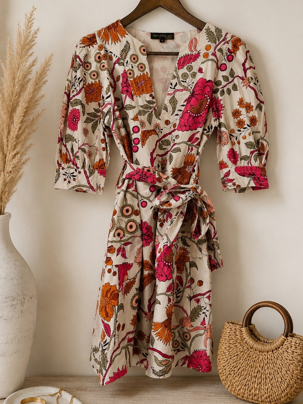 House of Harlow 1960 by Nicole Richie Floral Wrap Dress Size S Boho Tie Waist